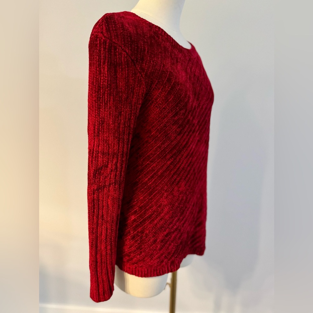 Dkny Red Sweater Plush Velvet - Picture 3 of 5